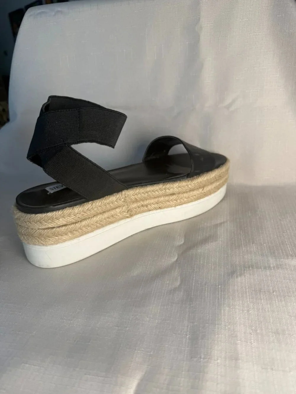 Steve Madden Kylee Black Espadrille Flatform Sandals Women's
